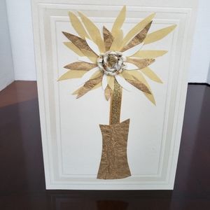 Handmade art card - Gold dahlia